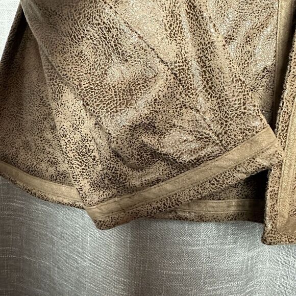 2/$30 Chicos Faux Suede Leather Open Front Jacket Size L Brown Boho Western - Picture 10 of 11
